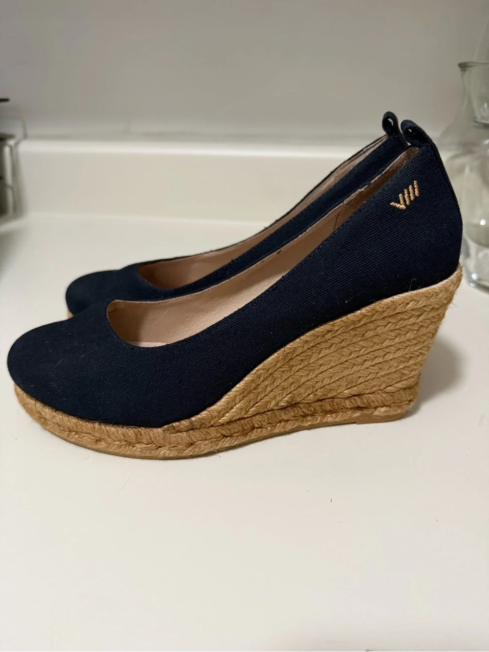Viscata Black Espadrille Wedge Pumps for Women